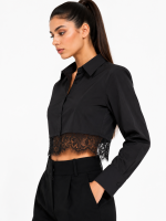 Signature Lace Crop Shirt Black - Image 4