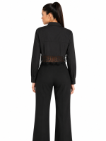 Signature Lace Crop Shirt Black - Image 3